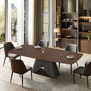 Moderno stile europeo rettangolo disegni tavolo da pranzo con Base in acciaio nordico in legno casa cucina sala da pranzo mobili Villa uso - Product Image 3