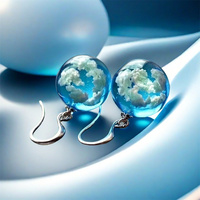 Collier Pendentif Boule en Alliage Transparent Créatif Unisexe Plaqué Argent 3D Nuage Blanc Ciel Bleu Bijoux Faits Main Vente en Gros