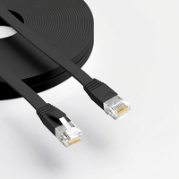 Cable Ethernet Cat6 de 8 Conductores de Cobre Desnudo, 10 Gbps, Plano, Negro, Cable de Conexión LAN RJ45 para Router y Módem