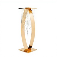 Support à fleurs en métal doré avec pendentif en cristal, piédestal floral, centre de table pour mariage, fête, décoration intérieure