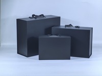 En stock, boîte cadeau orange haut de gamme, pliable, en carton gris, avec logo personnalisable, adaptée aux chaussures, aux sacs avec poignée