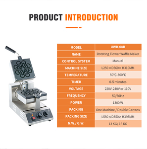 Gaufrier Électrique Professionnel Antiadhésif 110V 220V-240V pour Pâtisseries et Snacks, Forme Fleur, Type <span class=keywords><strong>Cuisinart</strong></span> - Product Image 2