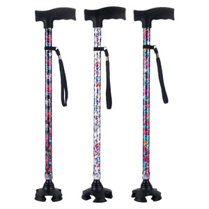 Bâton de marche pliable Cleye, télescopique, à 4 pieds, antidérapant, pour la randonnée en plein air, pour personnes âgées - Product Image 2