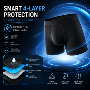 <span class=keywords><strong>Calzoncillos</strong></span> Bóxer Ultra Suaves para Hombre, 4 Capas, 100 ml, a Prueba de Fugas, de Algodón, Absorbentes de Humedad, Lavables, OEM, Ropa Interior para Incontinencia - Product Image 2