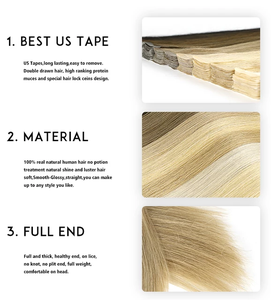 Extensiones de cabello con cinta adhesiva de color <span class=keywords><strong>balayage</strong></span> ombre, de marrón <span class=keywords><strong>oscuro</strong></span> a rubio <span class=keywords><strong>castaño</strong></span>, doble capa, cómodas y fáciles de usar. - Product Image 6