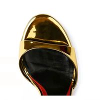 Sandales à bouts ronds pour femmes, talons métalliques or PU, avec chaîne amovible, sexy, pour dames, hauts, promo, collection