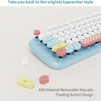 Set Keyboard Mouse nirkabel, mesin tik warna-warni, Set 104 tombol ukuran penuh Keyboard Retro, Keyboard kantor tanpa kabel dan sisir Mouse lucu