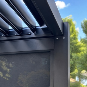 Pergola, auvent de terrasse, gazebo, pavillon, abri de voiture, <span class=keywords><strong>kit</strong></span> d'ombrage, toit à persiennes, verrière, véranda, écran <span class=keywords><strong>en</strong></span> verre trempé robuste, éclairage LED - Product Image 4