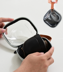 Service à thé de voyage de couleur bleue avec un sac portable accepter logo personnalisé - Product Image 6