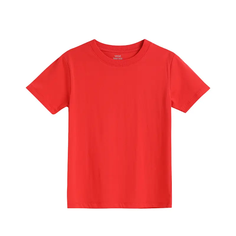Camiseta de manga curta 100% algodão para bebês, top de cor sólida, camisa base de verão para meninos e meninas