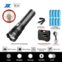 Linterna LED Recargable de Fábrica de 50W de Alto Lumen, Linterna con Zoom, Potente Linterna LED Recargable