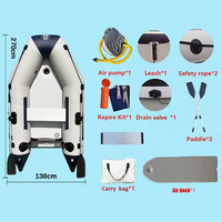 Bateau pneumatique de luxe pour 3 personnes MC270-3 Solar Marine, 2,7 m, 5 chambres à air en PVC, kayak de pêche pliable 10 CV
