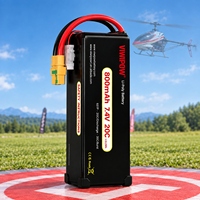 Baterai Model RC Universal 2S 7.4V 800mAh 20C Li-Polymer untuk Drone, Mobil Remote Control, Pesawat, Kapal