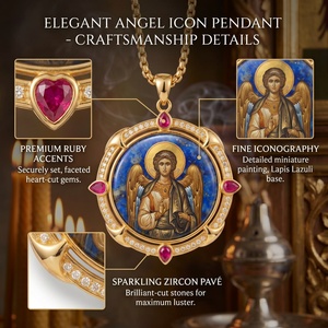 Pendentif miniature en lapis-lazuli de l'archange Gabriel, collier ange porte-bonheur pour <span class=keywords><strong>la</strong></span> grossesse, fabricant - Product Image 2