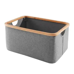 Foldable Customized Dirty Clothes Storage Basket Bamboo Fabric Storage Basket Japanese Style Laundry Basket