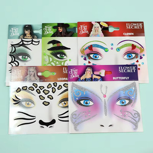 Pegatinas de gemas con diseño de bruja, araña y mariposa para la cara - Estilo sencillo con estampado de leopardo para maquillaje y tatuajes de fiesta de Halloween - Product Image 3