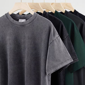 Camiseta Oversize Negra para Hombre, de Peso Pesado, con Lavado Ácido y Gráficos Vintage, Personalizada, para Venta al por Mayor OEM, con Impresión DTG - Product Image 1