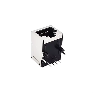 Connecteur <span class=keywords><strong>RJ45</strong></span> <span class=keywords><strong>femelle</strong></span> blindé à port unique, conforme RoHS, boîtier noir en PBT, 10/100/1000 BASE, Ethernet LAN, enregistré - Product Image 1