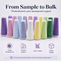 Hilo de Chenilla Acrílico Fotocrómico que Cambia de Color, Teñido, Activado por Luz Solar UV, para Proyectos Textiles