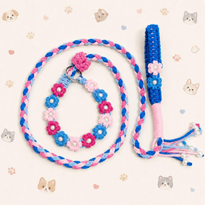 Set de Correa y Collar para Perro con Diseño Floral Personalizado, Hecho a Mano con Cuerda de Algodón, Regalo para Mamá de Perro, Kit de Paseo Resistente al Por Mayor - Product Image 5