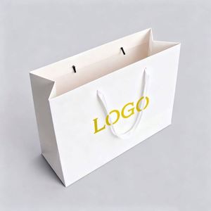 Printed Elegant Brand Logo Luxury Boutique Shopping Eco-Friendly <b>Paper</b> Bag Custom Logo White Gift Bags Lamination Ribbon Handles - Product Image 2