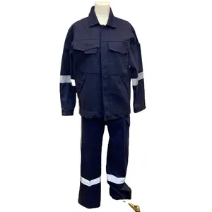 OEM服务机械师整体工作服带反光镜工作夹克长裤2pcs套装海军蓝