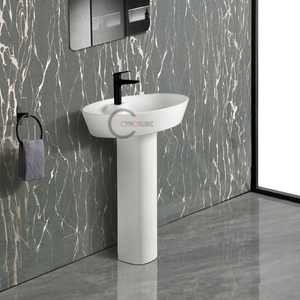 New Style Floor-Standing Ceramic Bathroom Wash <b>Basin</b> Modern Oval Washbasin with Overflow for Bathroom Vanity - Product Image 3