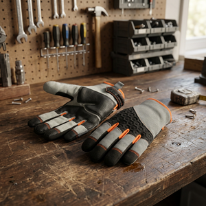 Gants de travail antidérapants en PU, bouts des doigts texturés, bracelet réglable, gants de sécurité polyvalents gris, orange, noir - Product Image 2