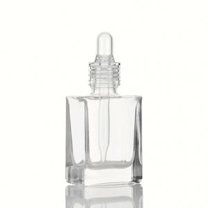 Emballages écologiques transparents pour soins de la peau, flacons en verre pour sérum capillaire et barbe, huiles essentielles, avec compte-gouttes, couleur personnalisée, sérigraphie - Product Image 1