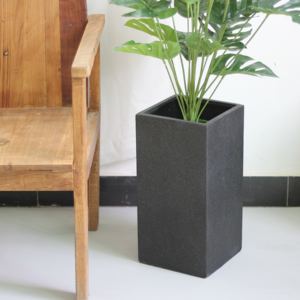 Design moderno di forma quadrata di altezza di <span class=keywords><strong>cemento</strong></span> a mano pennello vaso di fiori con vernice nera per la casa decorazione del giardino - Product Image 6