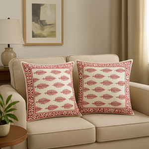 Juego de fundas de cojín tejidas con estampado a mano - Product Image 1