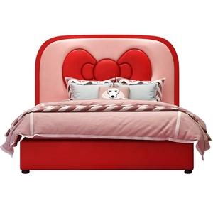 Nova mignon Hello Kitty filles chambre ensemble meubles dessin animé noeud papillon tête de lit en bois massif rouge enfants lit personnaliser lits jumeaux fille - Product Image 5