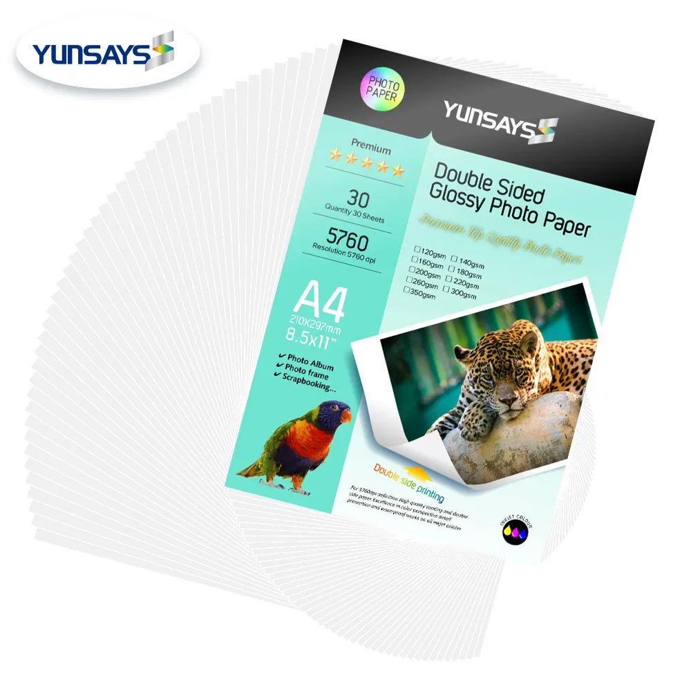Yunsays 115-260gsm A4 glossy photo paper for inkjet printing inkjet self adhesive photo paper