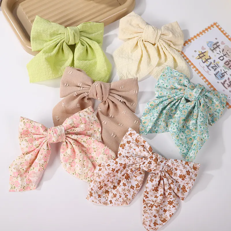 SongMay New fashion bow hairpin simple floral bow knot barrette women gentle fabric beauty hair accessories