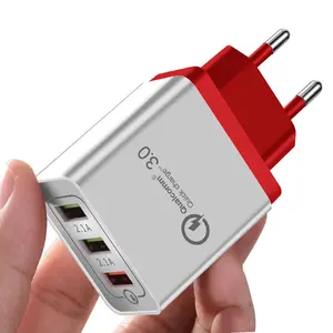 欧盟/美国插头QC3.0 3端口快速充电壁式充电器优质手机充电器