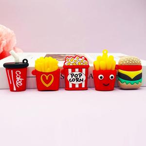 Benutzer definierte Luxus Pommes Frites Pizza Dekoration Mini Hamburger Donut Chips Fußball Soft PVC Schlüssel bund Anhänger - Product Image 3