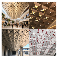 Panneaux de plafond en aluminium perforés triangulaires 3D décoratifs pour bibliothèque, musée, centre de conférences