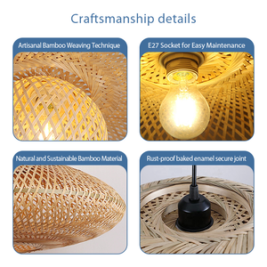 Tre dệt ánh sáng mặt dây chuyền retro mây nghệ thuật đèn chùm nhà hàng Thanh treo ánh sáng <span class=keywords><strong>handmade</strong></span> tre đèn lồng Mặt dây chuyền đèn - Product Image 3