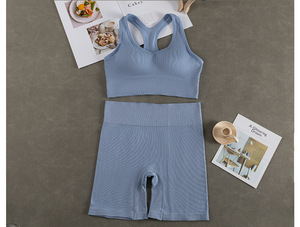 Top y mallas de gimnasio de cintura alta multicolor para mujer, conjunto deportivo de Yoga, entrenamiento de 2 piezas, trajes deportivos, ropa, chándal - Product Image 5