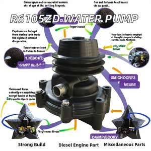 Venta al por mayor de fábrica: Bomba de agua de cobre R6105, piezas de repuesto esenciales para generador diésel Weifang Ricardo de 75KW, juego completo de piezas en stock WOAL - Product Image 2