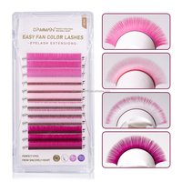 DAMMAN Color Easy Fans Lashes 0.07 D Curl Mix11-13/Mix 13-15mm 4 couleurs/plateaux Auto Fans Volume Cils Cils Professionnels