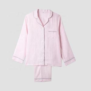 Blush Pink due pezzi Set formato libero misto bambù o cotone adulto donna <span class=keywords><strong>notte</strong></span> indossa primavera indossare pigiama solido Top e Bottom - Product Image 1