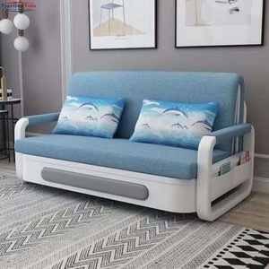 Canapé-lit convertible multifonctionnel en tissu, pliable, avec rangement intégré, oreillers décoratifs, structure métallique, idéal pour les petits espaces - Product Image 4