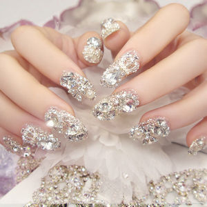 <span class=keywords><strong>Faux</strong></span> <span class=keywords><strong>ongles</strong></span> en gel souple de luxe, style dessin animé, avec strass scintillants, 24 pièces, <span class=keywords><strong>ongles</strong></span> artificiels en ABS, style <span class=keywords><strong>mariée</strong></span>, colle - Product Image 3