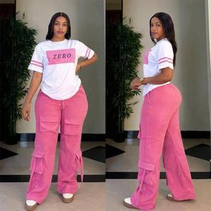 Verfügbar Damen Freizeit 2-Teiliges Set Top und Cordhose Set T-Shirt mit Hosen-Set für den Alltag - Product Image 5
