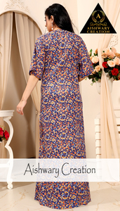 Vestido Kaftán Premium 100% Algodón Puro para Mujer, Ligero, Estampado, Largo, para Playa, Resort, Dormir o Descansar - Product Image 3