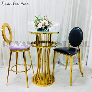 <span class=keywords><strong>Tabouret</strong></span> <span class=keywords><strong>de</strong></span> <span class=keywords><strong>Bar</strong></span> haut en verre avec chaises, élégant, <span class=keywords><strong>pour</strong></span> Table à gâteaux, hôtel club, mariage, acier inoxydable - Product Image 2
