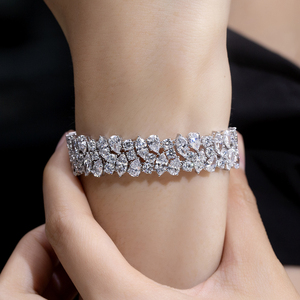 Pulsera de diamantes cultivados en laboratorio para mujer, de lujo, con corte marquesa, pera y redondo, en oro blanco de 18 quilates, modelo MSR-677, para bodas y fiestas. - Product Image 4