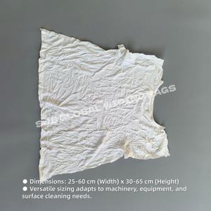 Trapos de Limpieza de Algodón Puro Reciclado para Uso en Talleres, 10KG, 25KG, 100KG de Trapos de Camiseta Blancos, Trapos de Construcción - Product Image 3