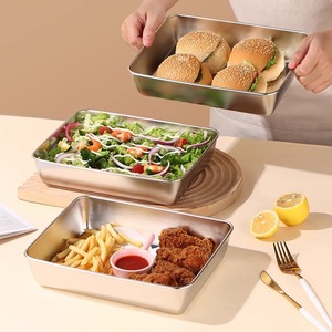 304 Stainless Steel Food <b>Storage</b> <b>Container</b> Square With Lid For Refrigerator <b>Storage</b> Party Use - Product Image 1
